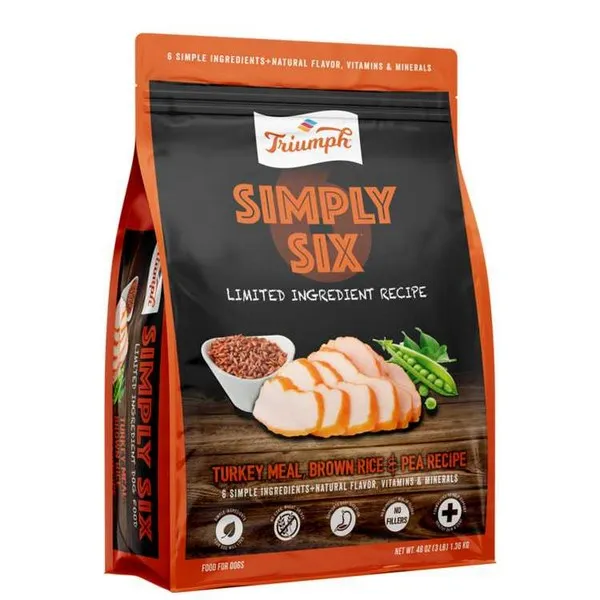 3 Lb Triumph Simply Six Turkey Meal, Rice & Pea (6 Per Bale) - Health/First Aid
